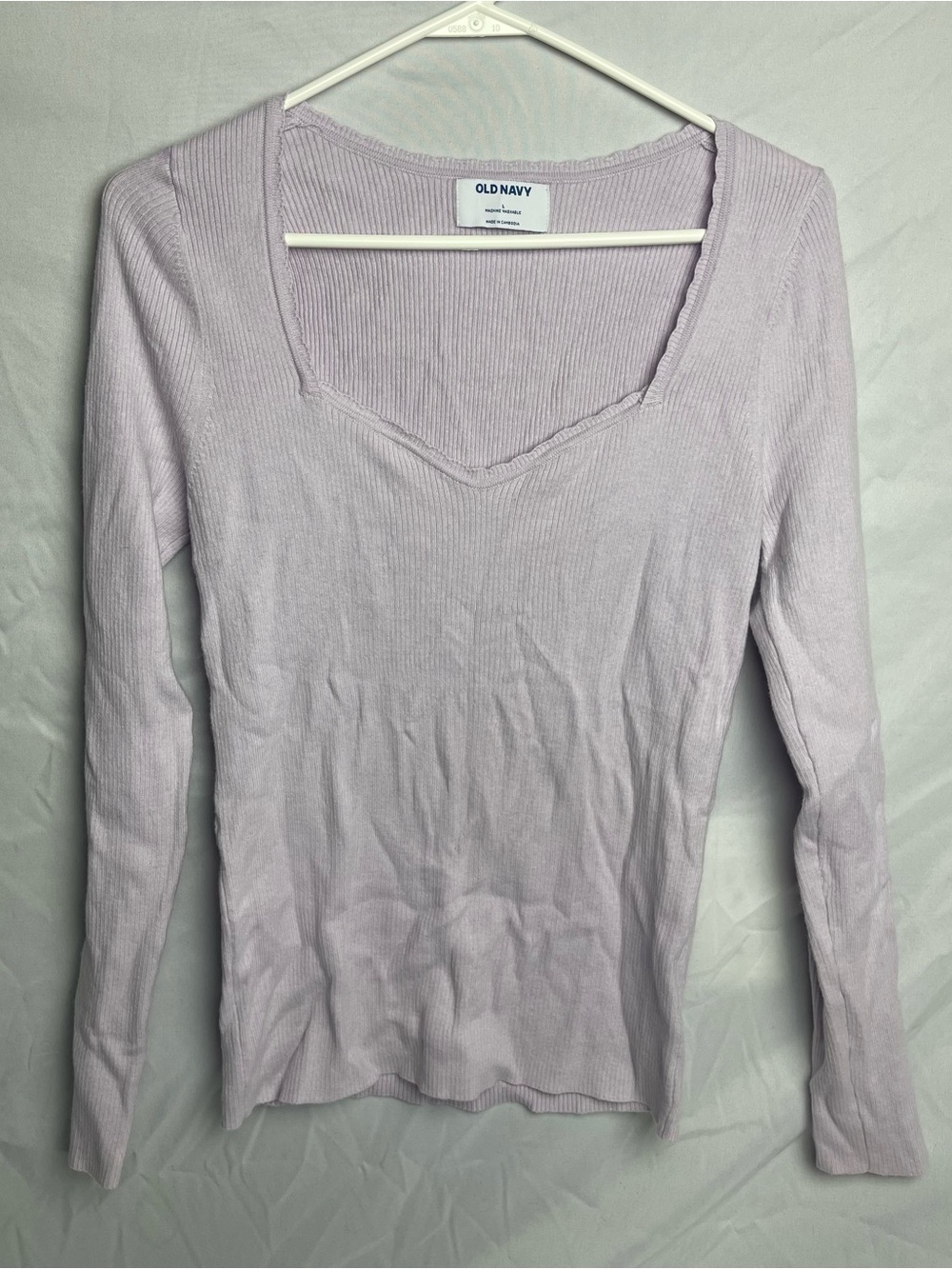 Old Navy Lavender Ribbed V-Neck Long Sleeve Top